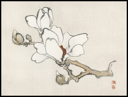 Plakat  Magnolia, Kōno Bairei Japoński Vintage do Salonu