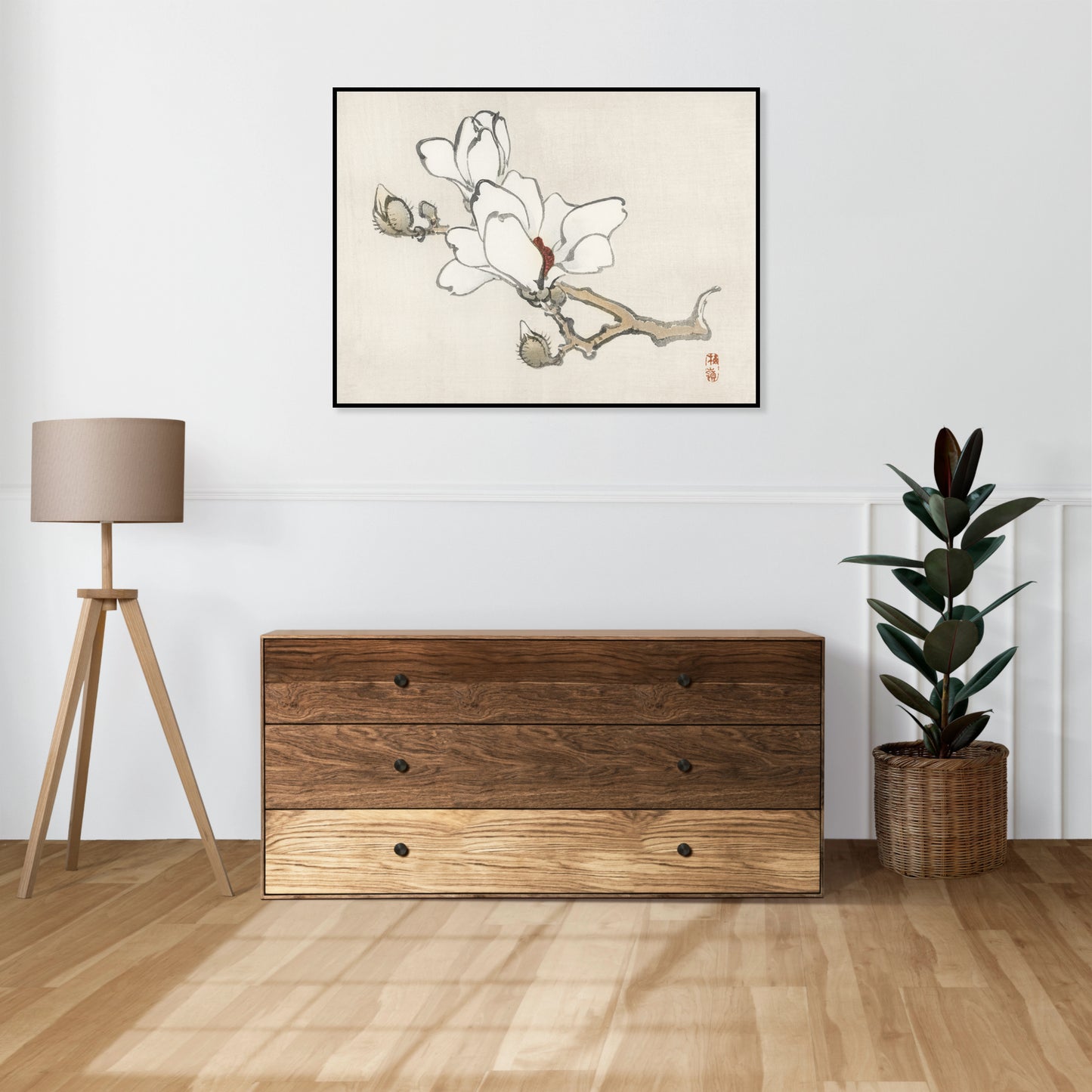 Plakat  Magnolia, Kōno Bairei Japoński Vintage do Salonu