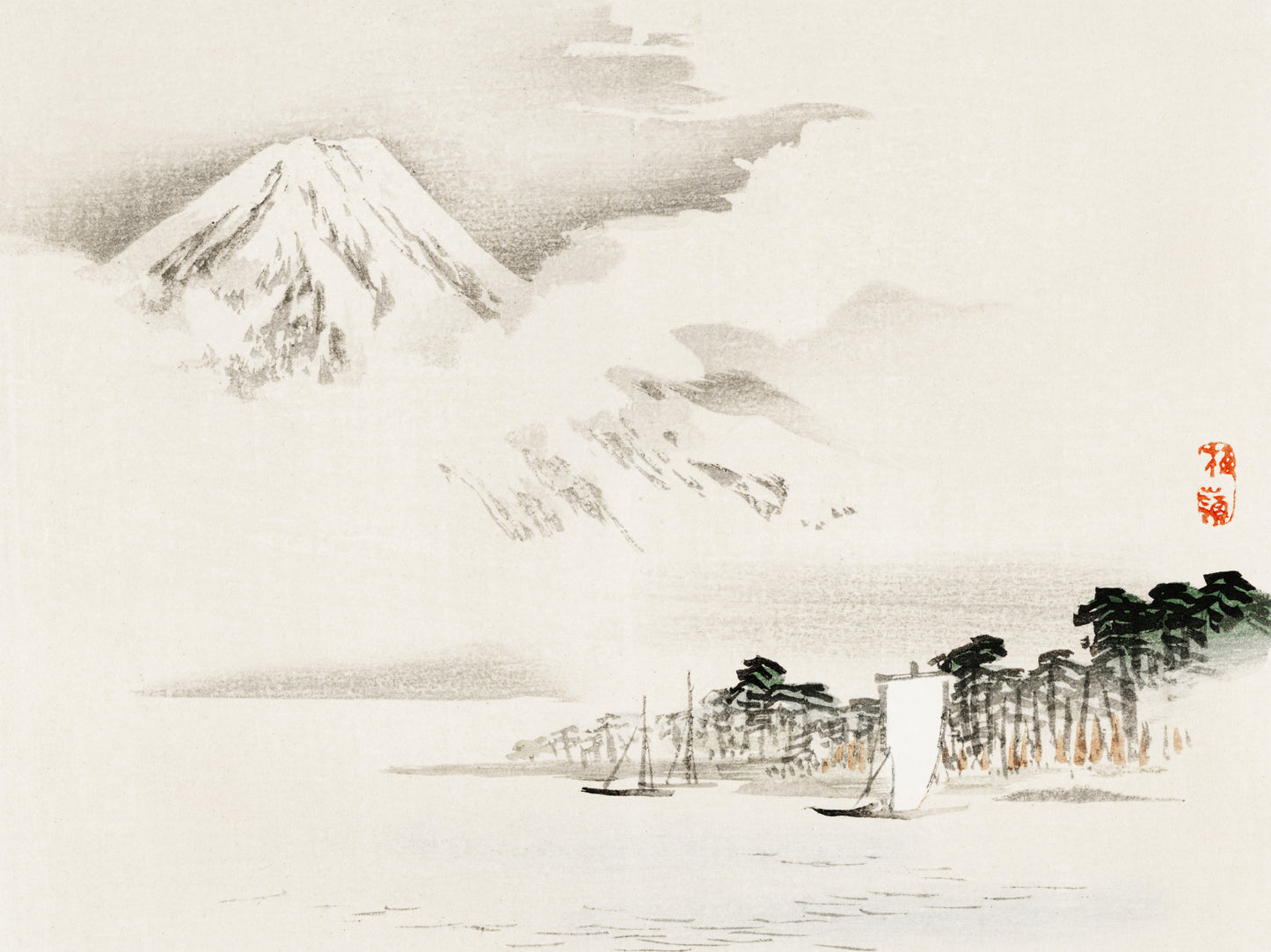 Plakat  View of Mount Fuji, Kōno Bairei Japoński Vintage do Salonu