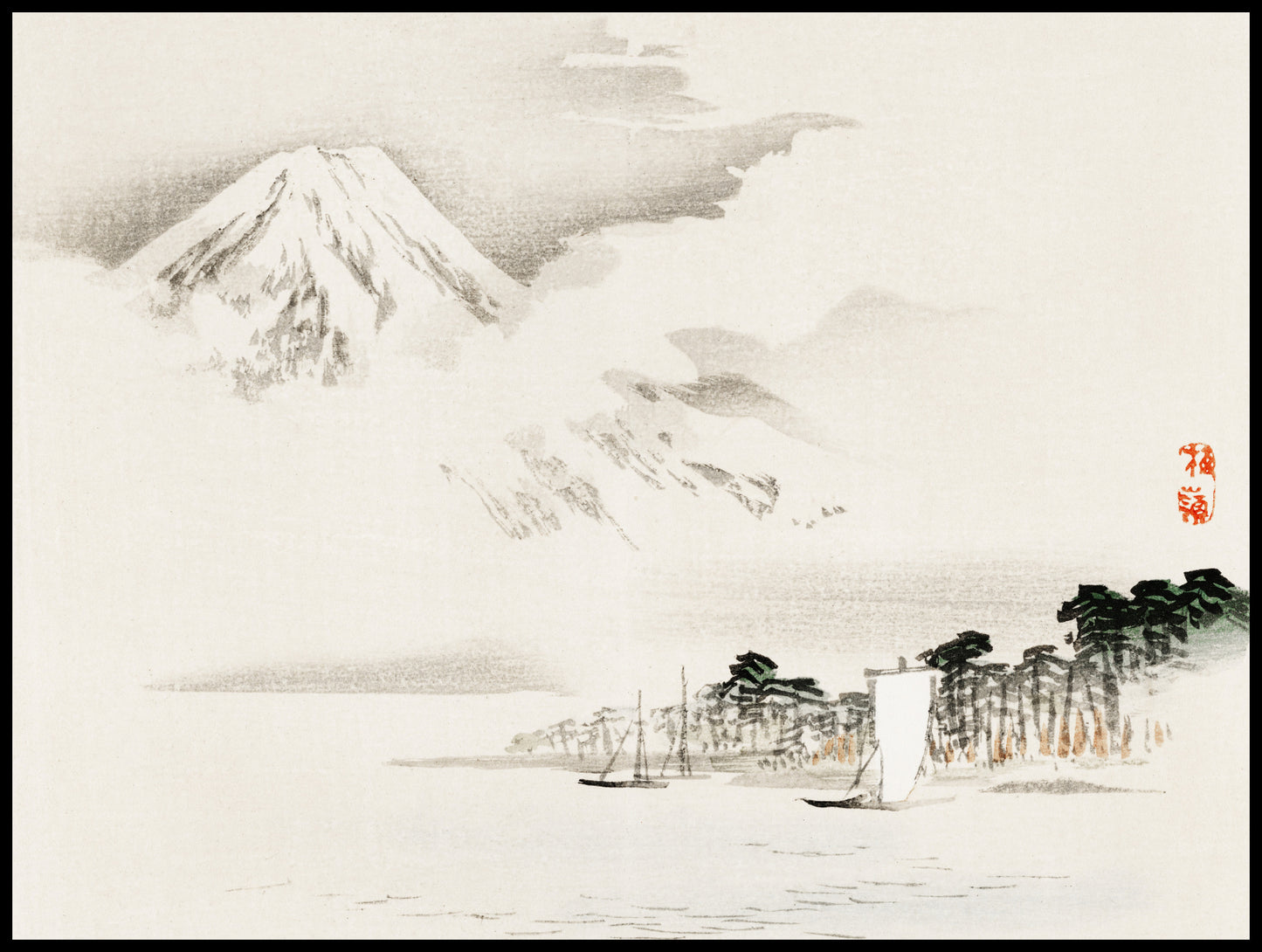Plakat  View of Mount Fuji, Kōno Bairei Japoński Vintage do Salonu