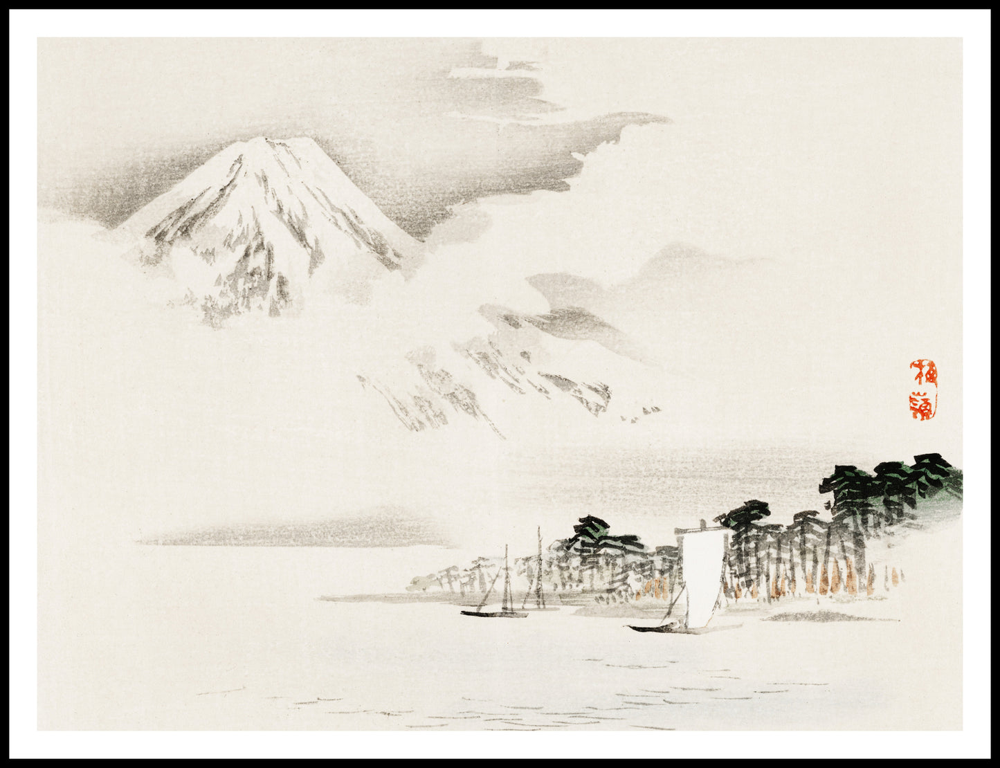 Plakat  View of Mount Fuji, Kōno Bairei Japoński Vintage do Salonu