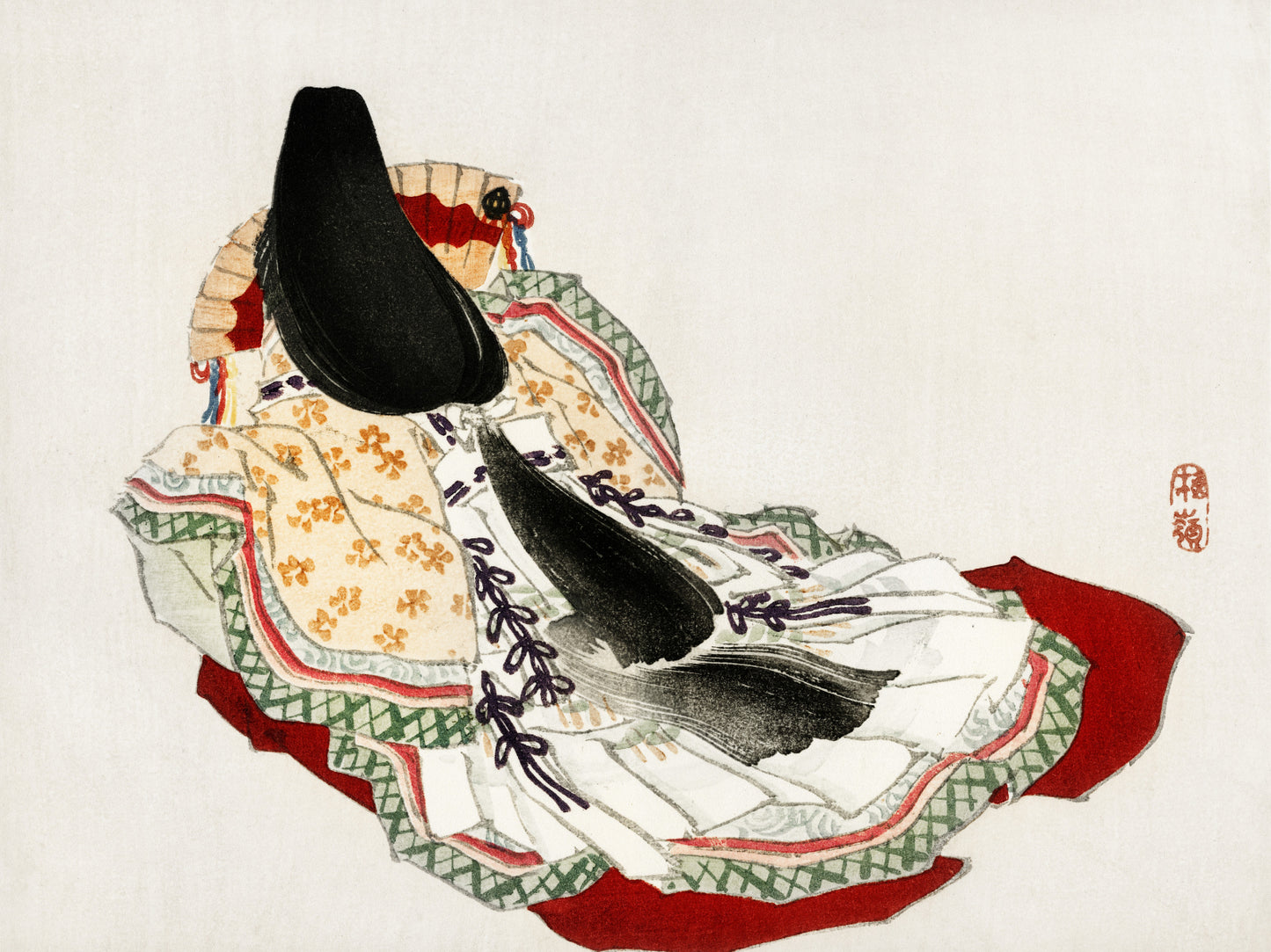Plakat  A Lady in a Kimono, Bairei Japoński Vintage do Salonu