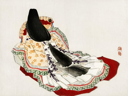 Plakat  A Lady in a Kimono, Bairei Japoński Vintage do Salonu