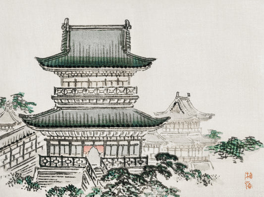 Plakat  Japanese Architecture, Bairei Japoński Vintage do Salonu