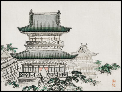 Plakat  Japanese Architecture, Bairei Japoński Vintage do Salonu