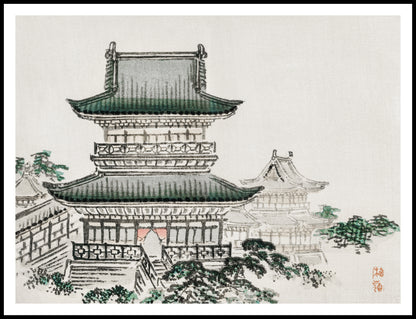 Plakat  Japanese Architecture, Bairei Japoński Vintage do Salonu