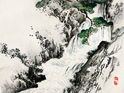 Plakat  Waterfall, Kōno Bairei Japoński Vintage do Salonu