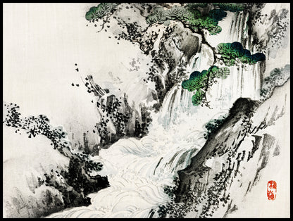 Plakat  Waterfall, Kōno Bairei Japoński Vintage do Salonu