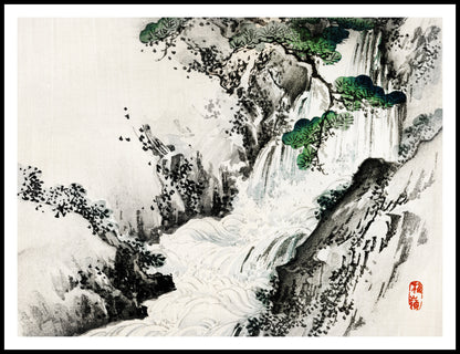 Plakat  Waterfall, Kōno Bairei Japoński Vintage do Salonu
