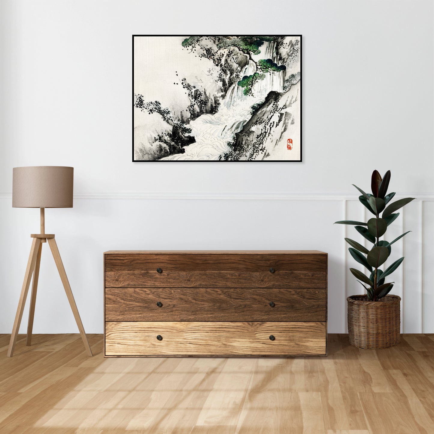 Plakat  Waterfall, Kōno Bairei Japoński Vintage do Salonu