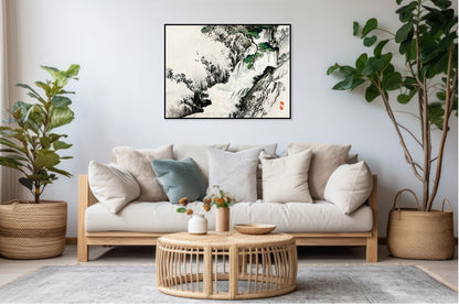 Plakat  Waterfall, Kōno Bairei Japoński Vintage do Salonu