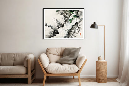 Plakat  Waterfall, Kōno Bairei Japoński Vintage do Salonu