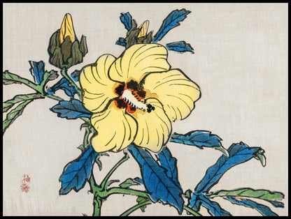 Plakat  Hibiscus, Kōno Bairei Japoński Vintage do Salonu