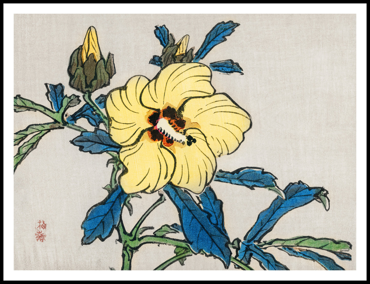 Plakat  Hibiscus, Kōno Bairei Japoński Vintage do Salonu