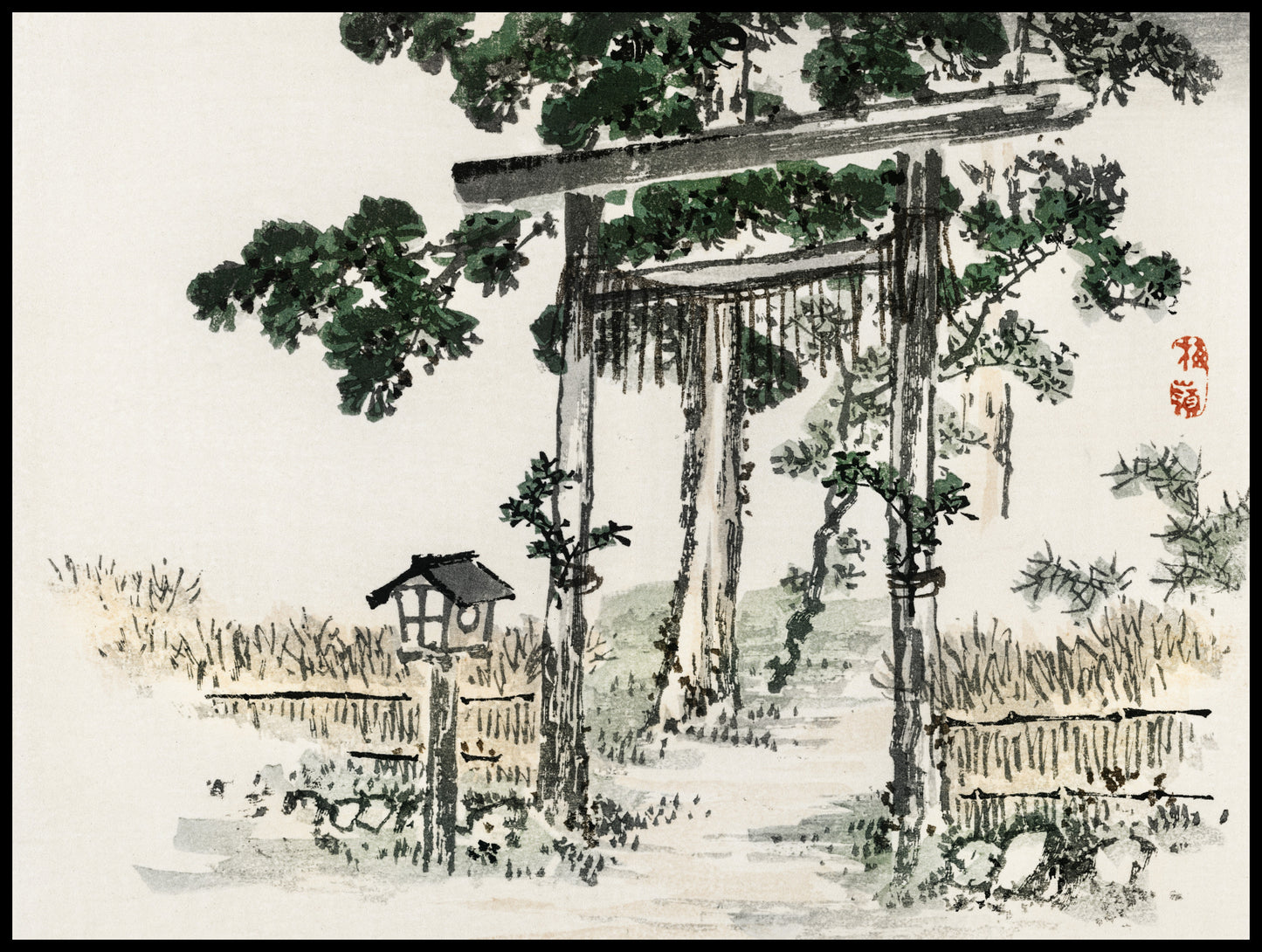 Plakat  Shrine Gate, Kōno Bairei Japoński Vintage do Salonu