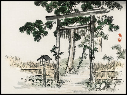 Plakat  Shrine Gate, Kōno Bairei Japoński Vintage do Salonu