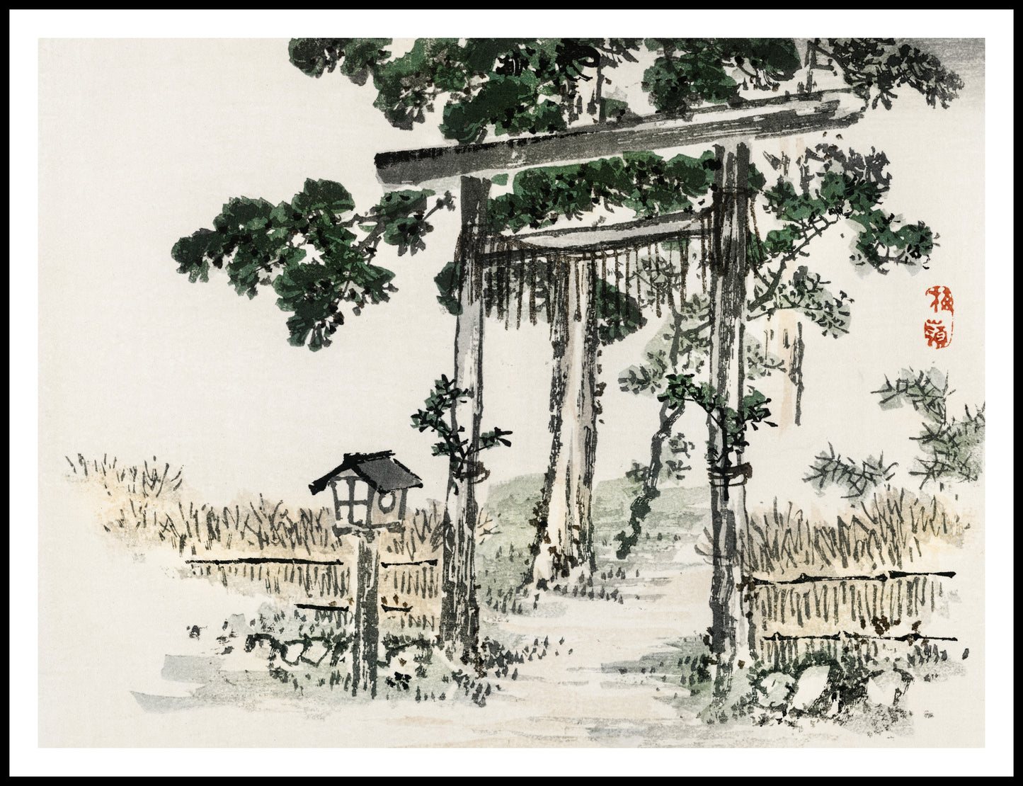 Plakat  Shrine Gate, Kōno Bairei Japoński Vintage do Salonu