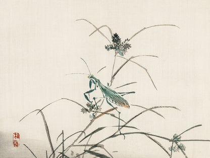 Plakat  Grasshopper, Kōno Bairei Japoński Vintage do Salonu