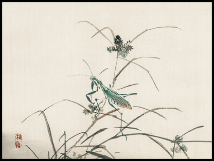 Plakat  Grasshopper, Kōno Bairei Japoński Vintage do Salonu