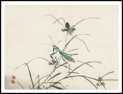 Plakat  Grasshopper, Kōno Bairei Japoński Vintage do Salonu