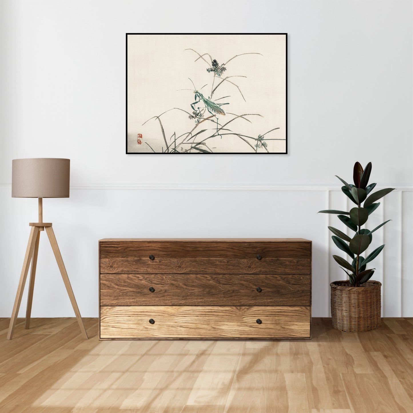 Plakat  Grasshopper, Kōno Bairei Japoński Vintage do Salonu