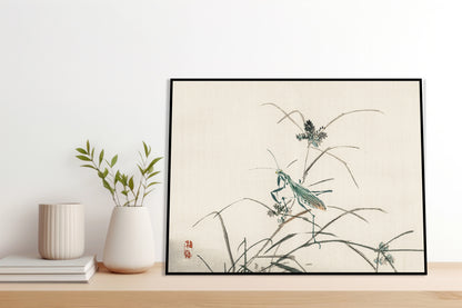 Plakat  Grasshopper, Kōno Bairei Japoński Vintage do Salonu