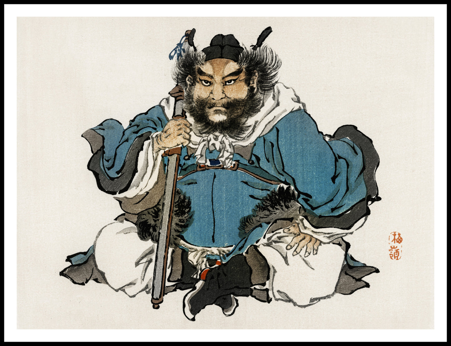 Plakat  Warrior, Kōno Bairei Japoński Vintage do Salonu