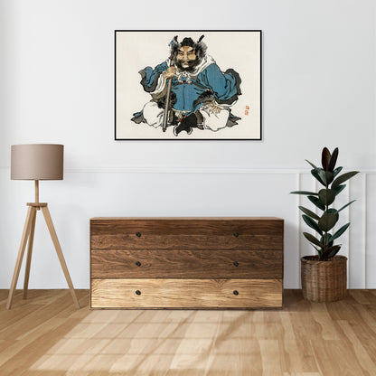 Plakat  Warrior, Kōno Bairei Japoński Vintage do Salonu