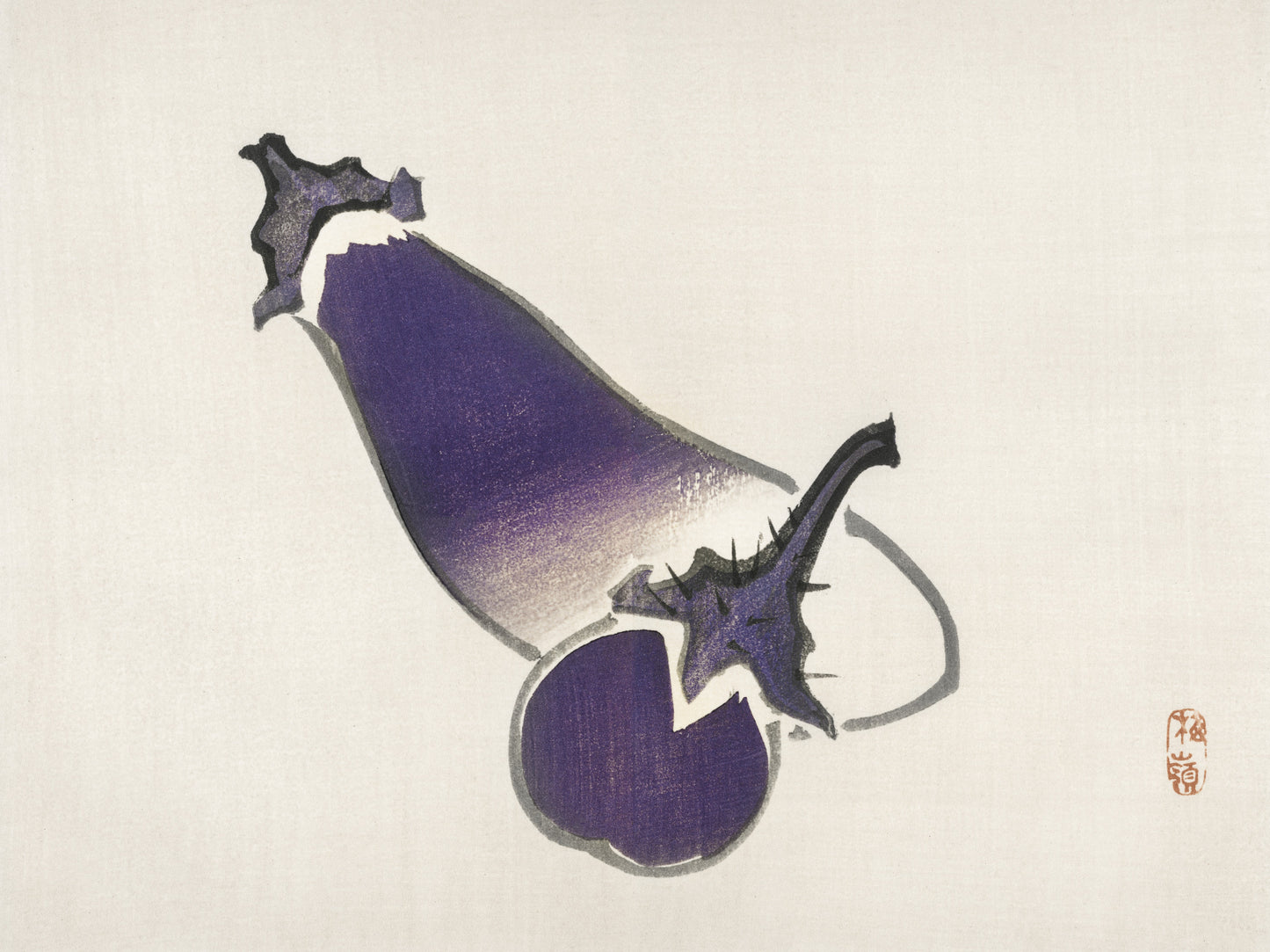 Plakat  Eggplants, Kōno Bairei Japoński Vintage do Salonu