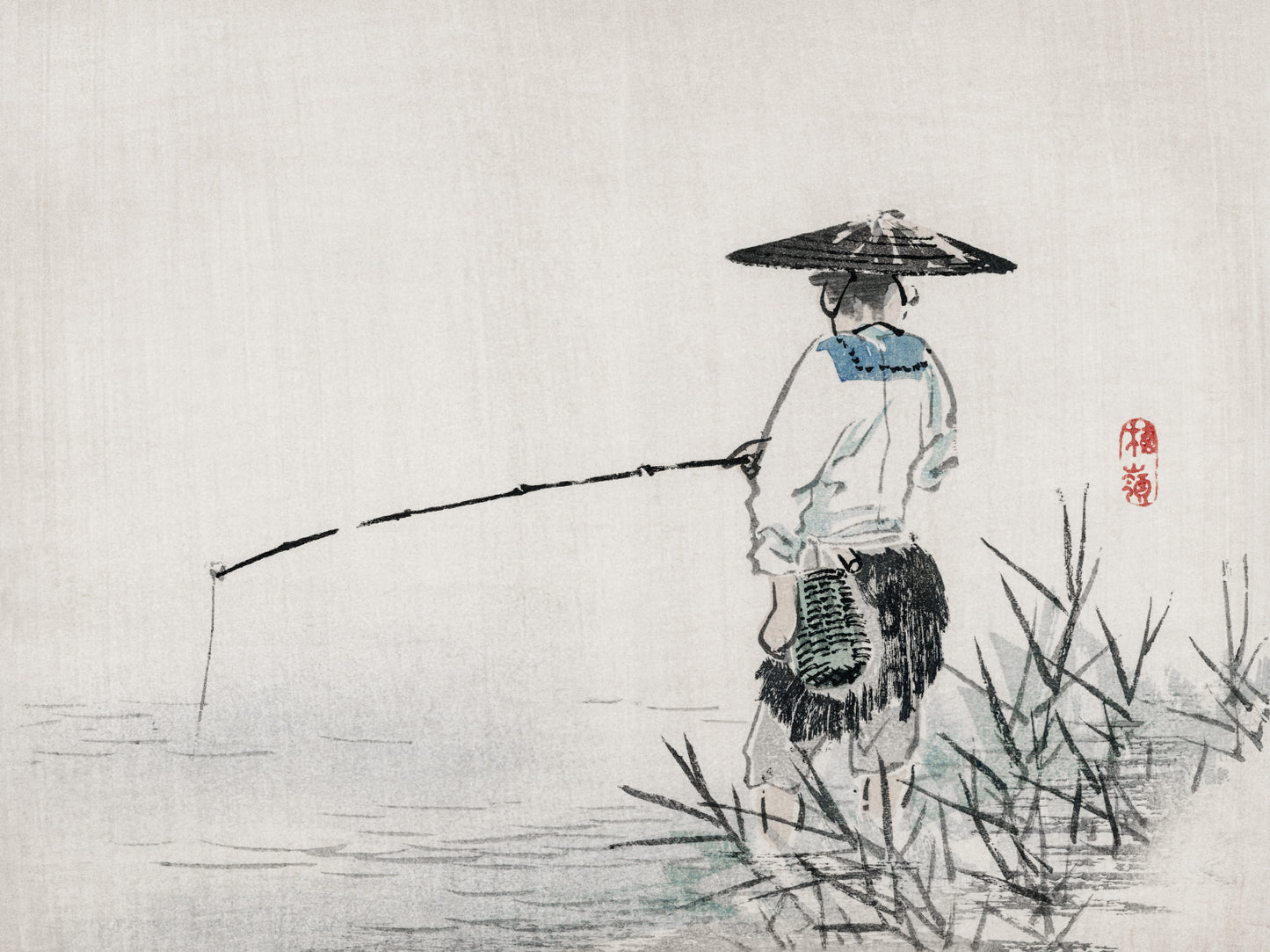 Plakat  Fisherman, Kōno Bairei Japoński Vintage do Salonu
