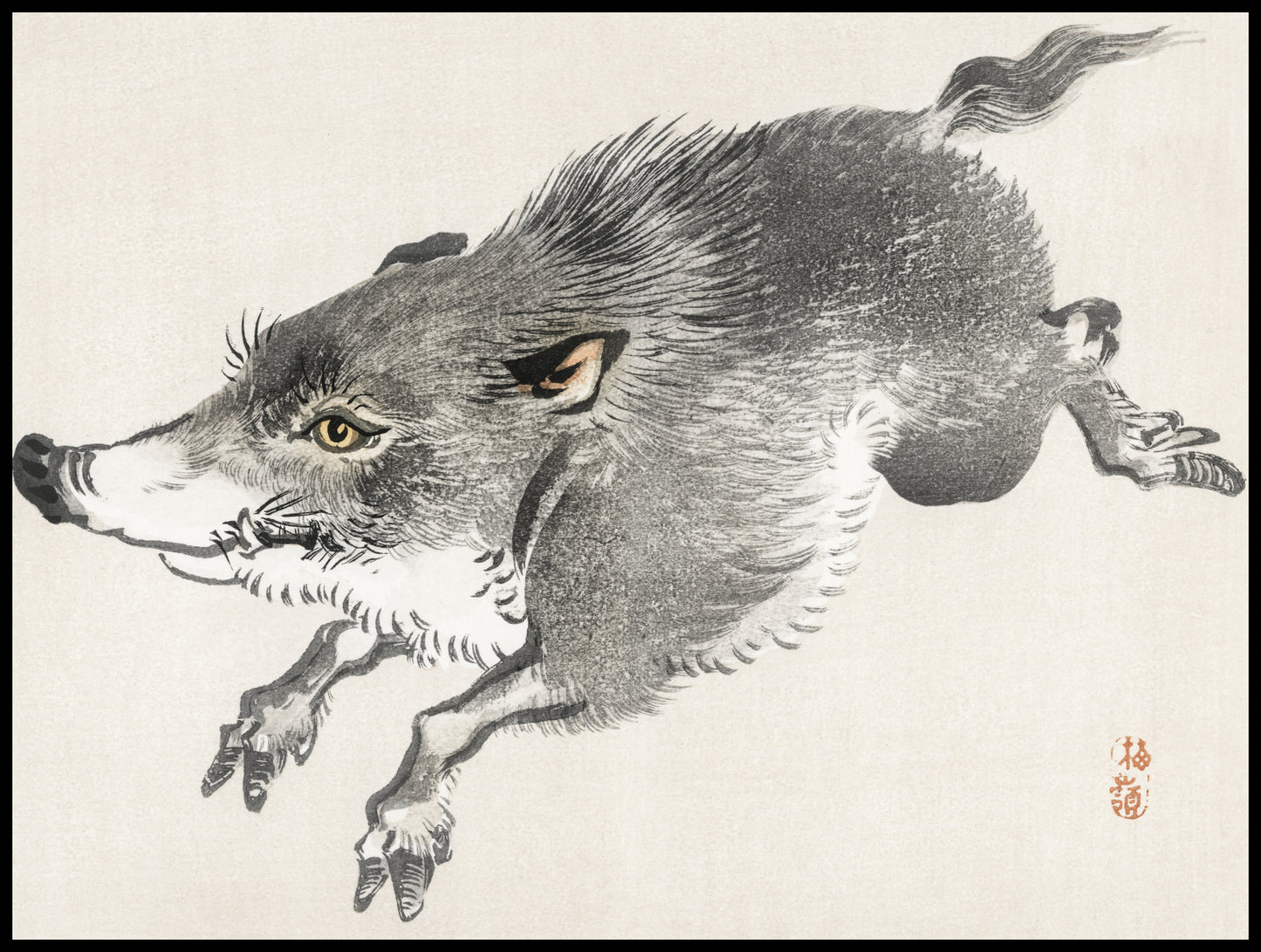 Plakat  Wild Boar, Kōno Bairei Japoński Vintage do Salonu