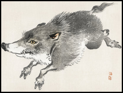 Plakat  Wild Boar, Kōno Bairei Japoński Vintage do Salonu