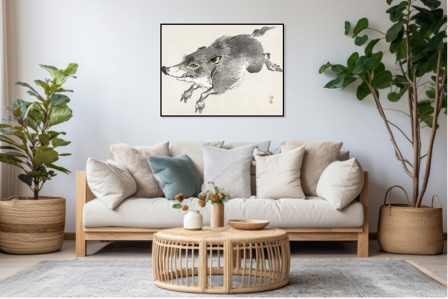 Plakat  Wild Boar, Kōno Bairei Japoński Vintage do Salonu