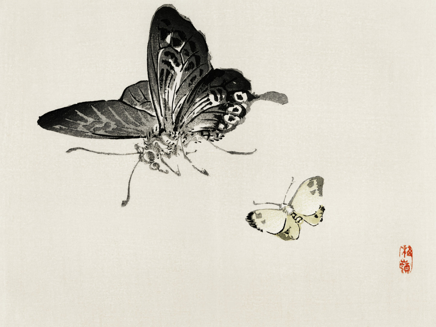 Plakat  Butterflies, Kōno Bairei Japoński Vintage do Salonu