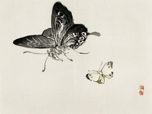 Plakat  Butterflies, Kōno Bairei Japoński Vintage do Salonu