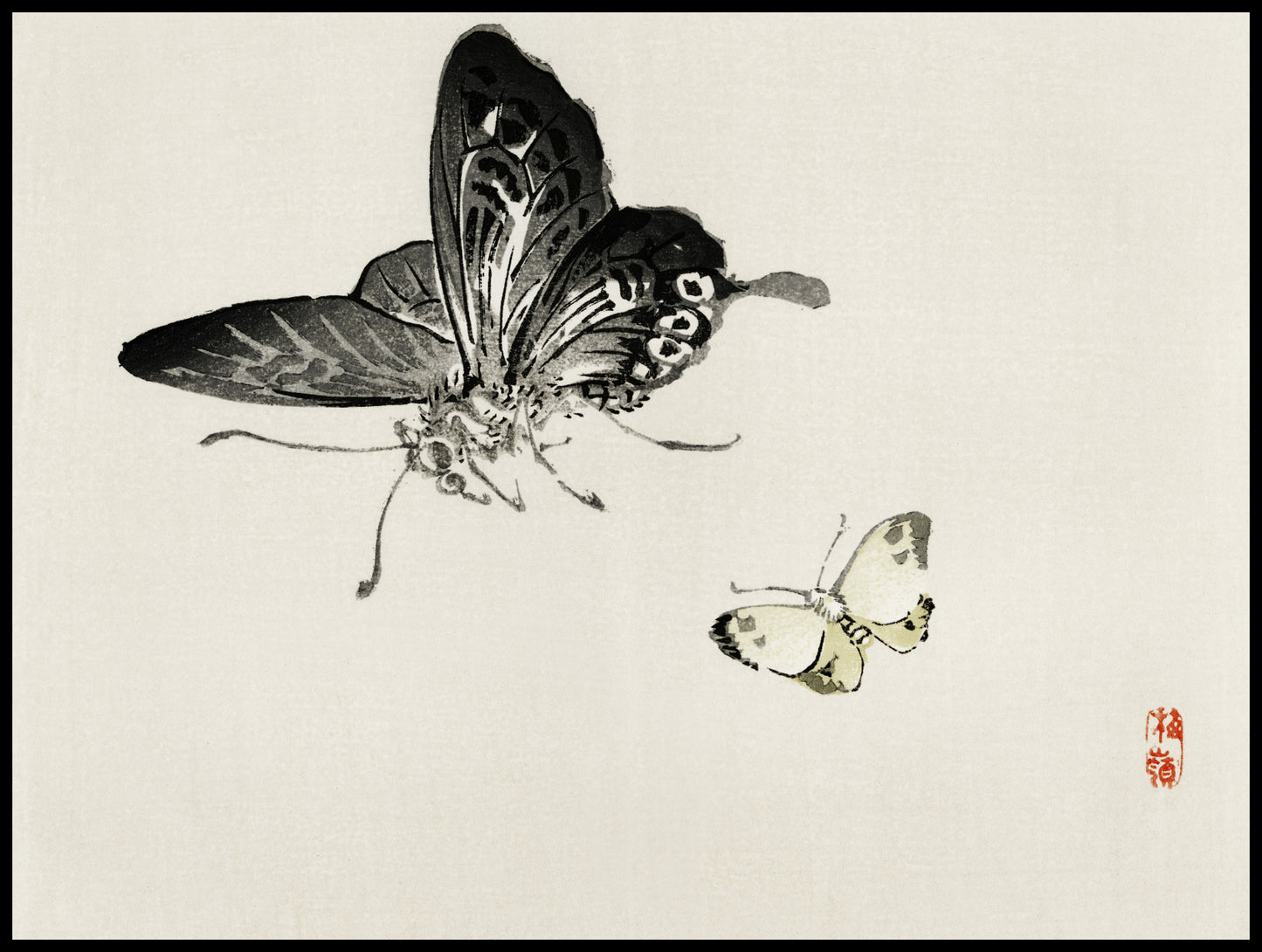Plakat  Butterflies, Kōno Bairei Japoński Vintage do Salonu