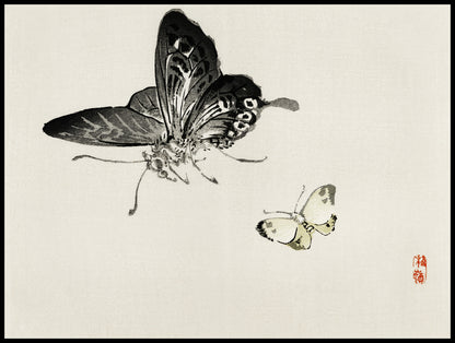Plakat  Butterflies, Kōno Bairei Japoński Vintage do Salonu