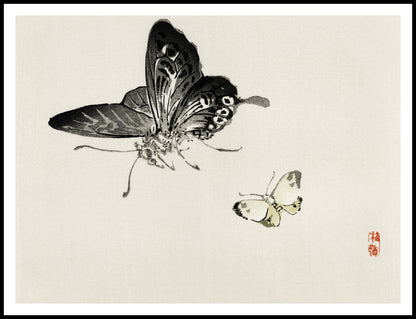 Plakat  Butterflies, Kōno Bairei Japoński Vintage do Salonu