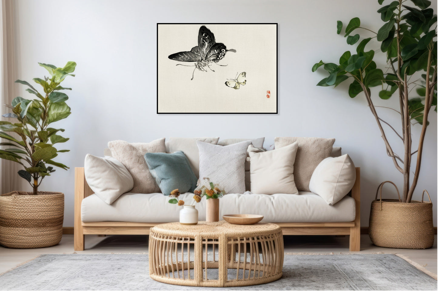 Plakat  Butterflies, Kōno Bairei Japoński Vintage do Salonu