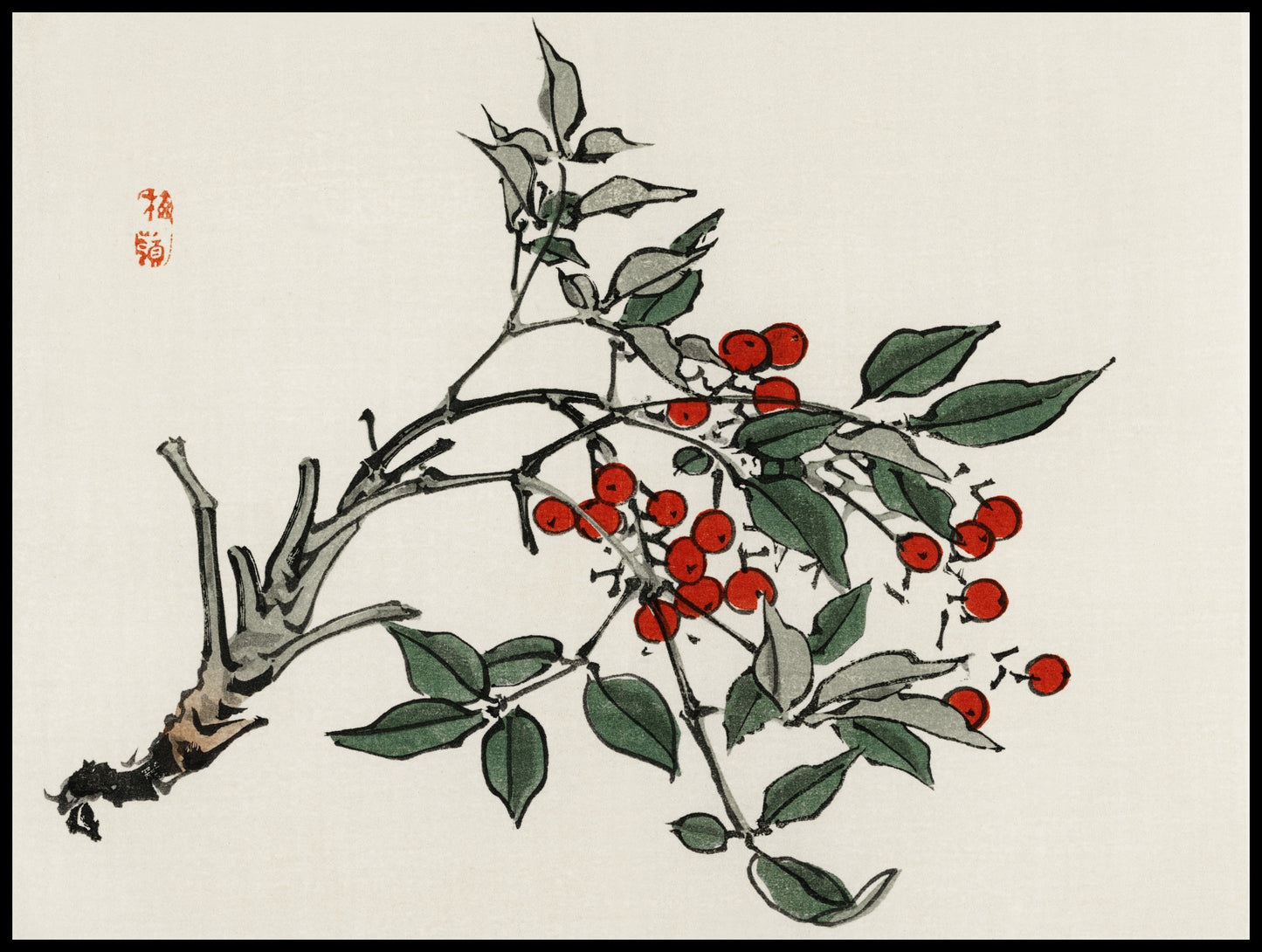 Plakat  Firethorns, Kōno Bairei Japoński Vintage do Salonu