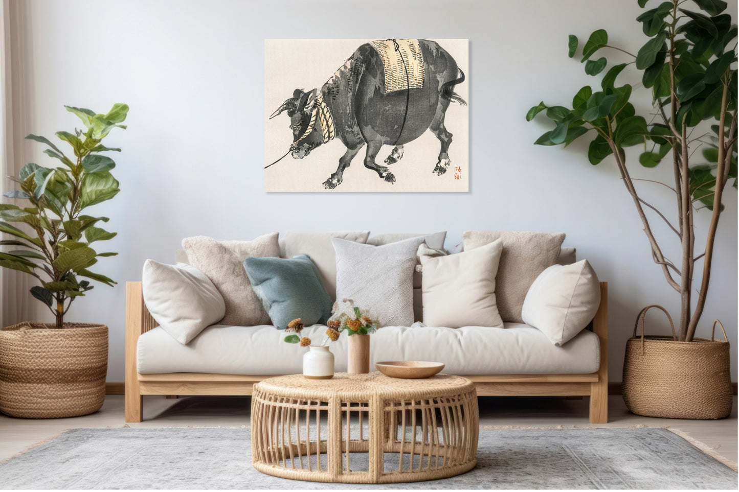 Obraz  Black Bull, Kōno Bairei Japoński Vintage do Salonu
