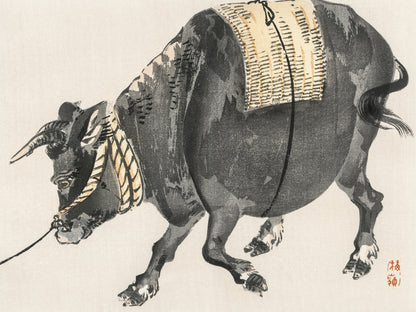 Plakat  Black Bull, Kōno Bairei Japoński Vintage do Salonu
