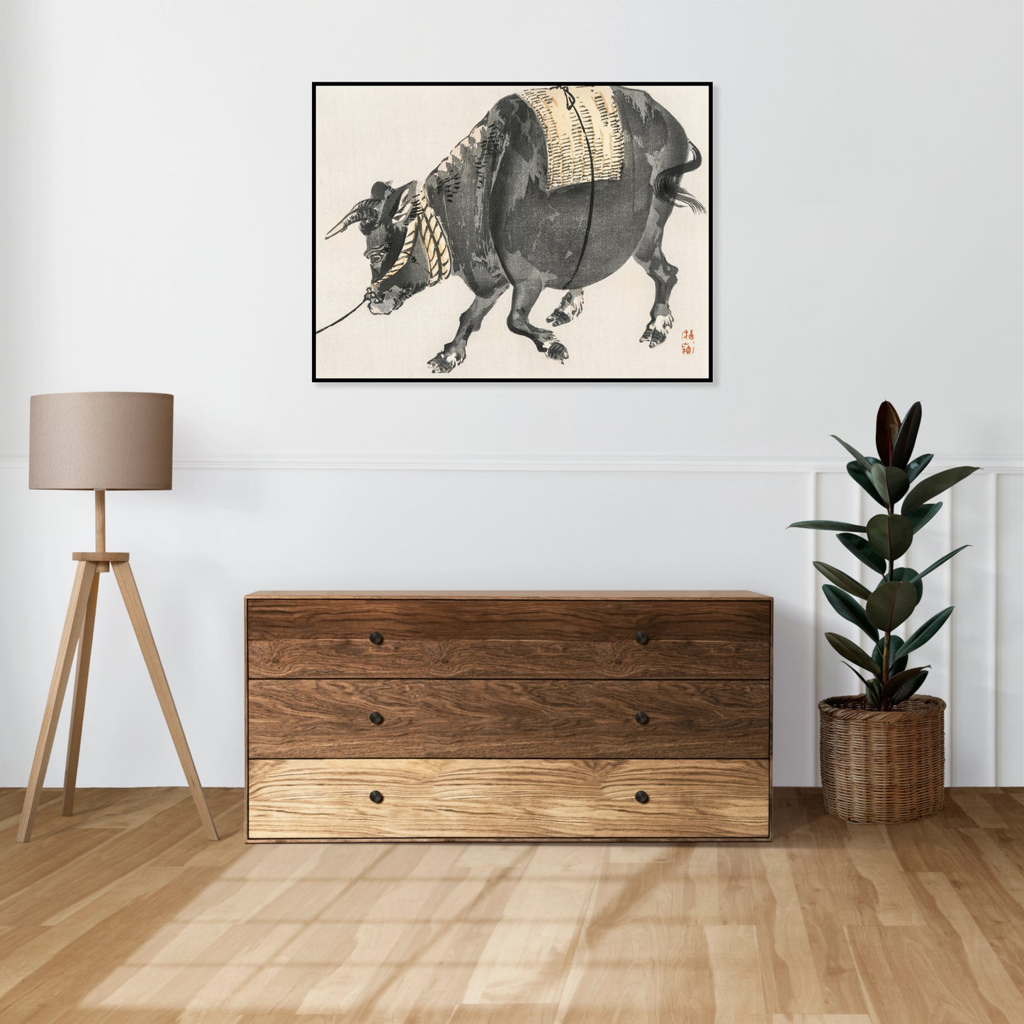 Plakat  Black Bull, Kōno Bairei Japoński Vintage do Salonu