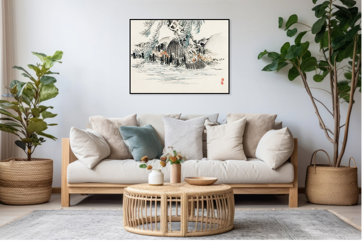 Plakat  Fishing Baskets, Kōno Bairei Japoński Vintage do Salonu
