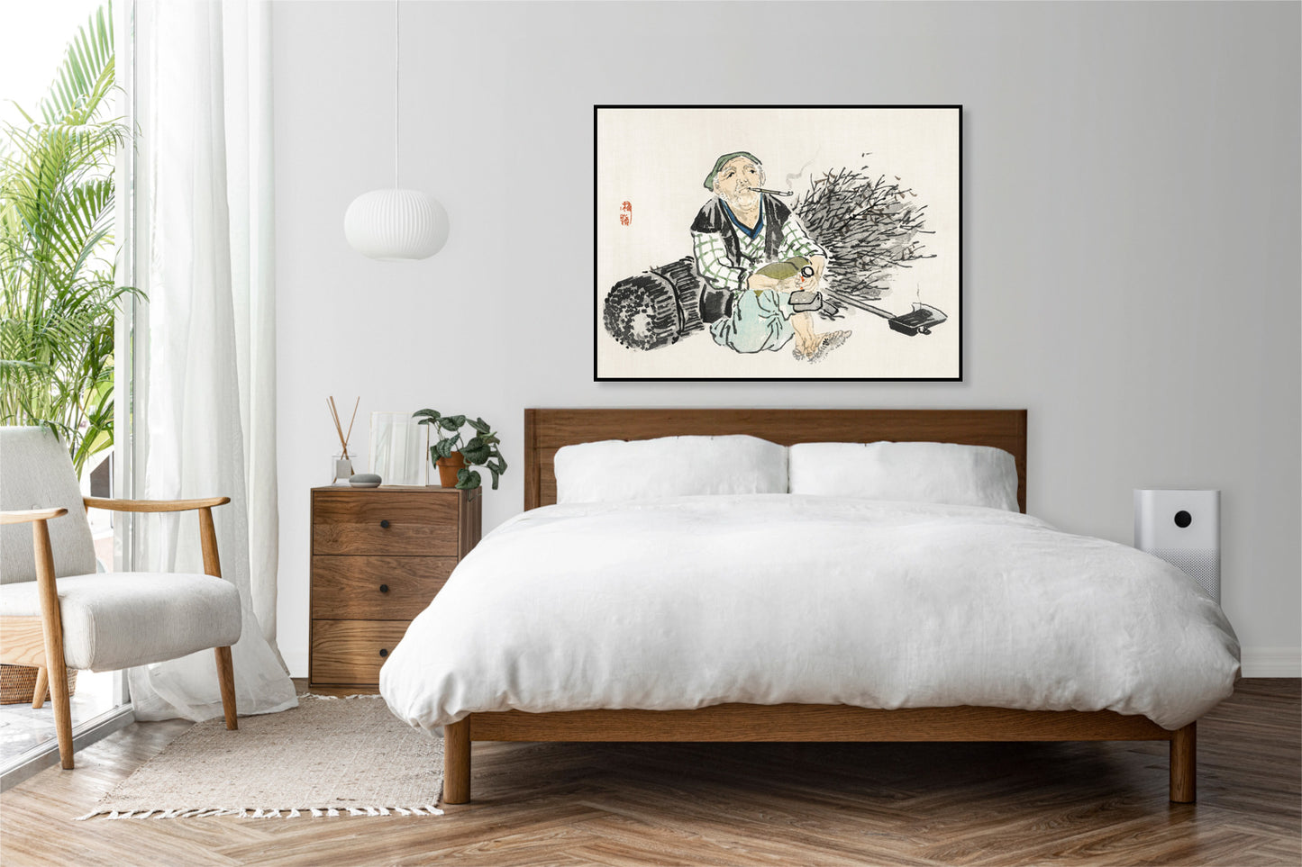 Plakat  Smoking Farmer,  Kōno Bairei Japoński Vintage do Salonu