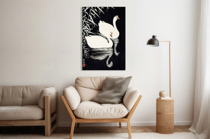 Obraz  White Chinese Geese, Koson Japoński Vintage do Salonu