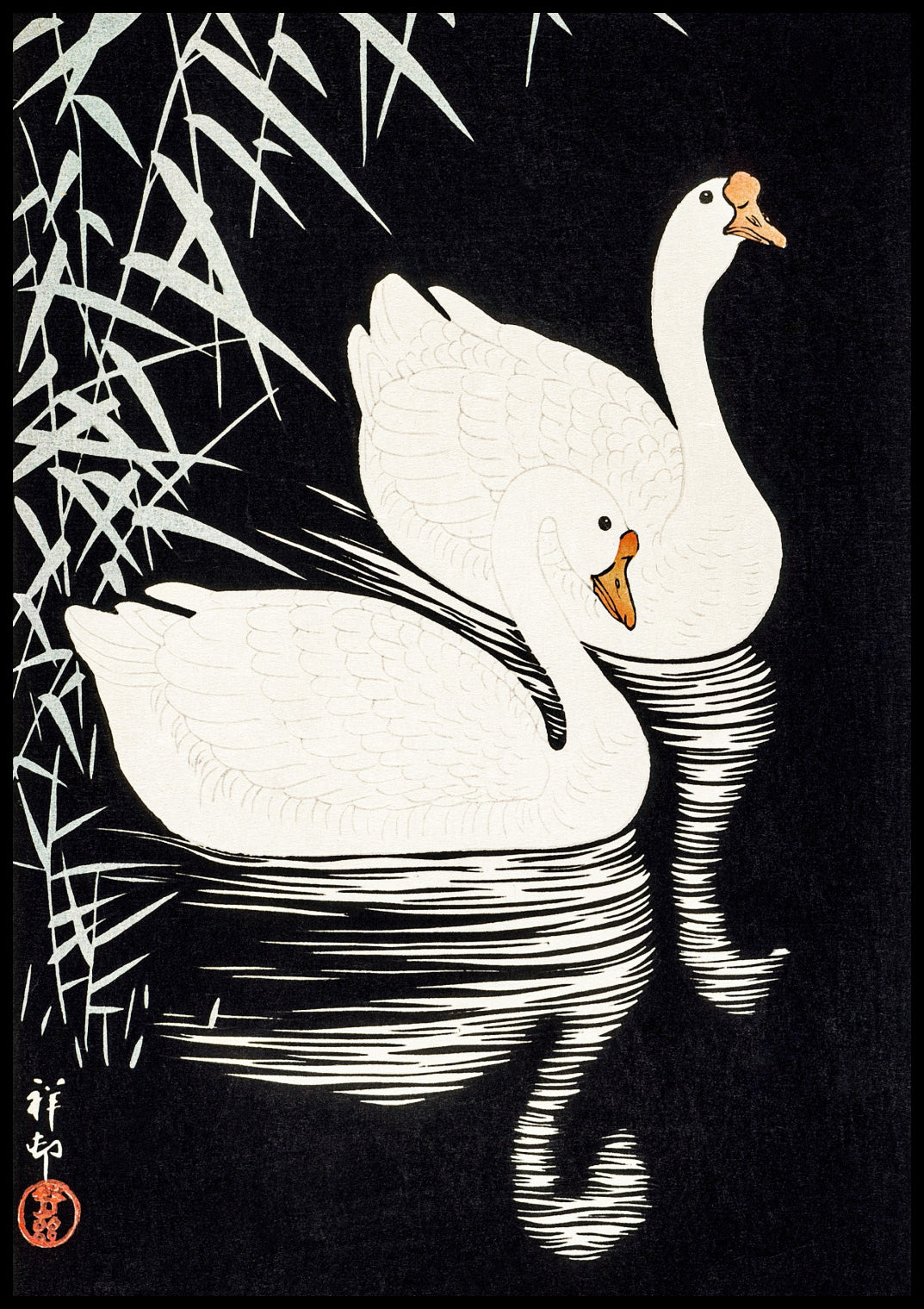 Plakat  White Chinese Geese, Koson Japoński Vintage do Salonu
