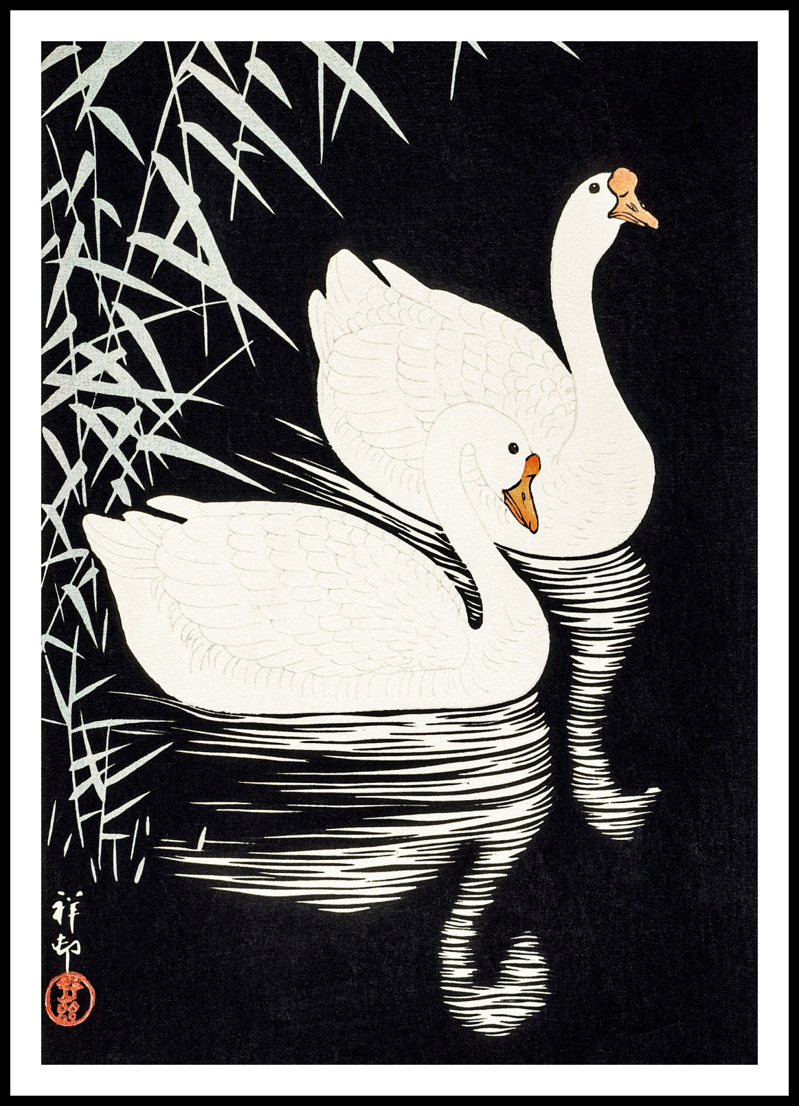 Plakat  White Chinese Geese, Koson Japoński Vintage do Salonu