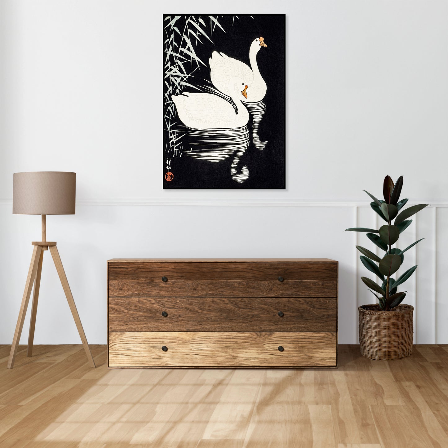 Plakat  White Chinese Geese, Koson Japoński Vintage do Salonu