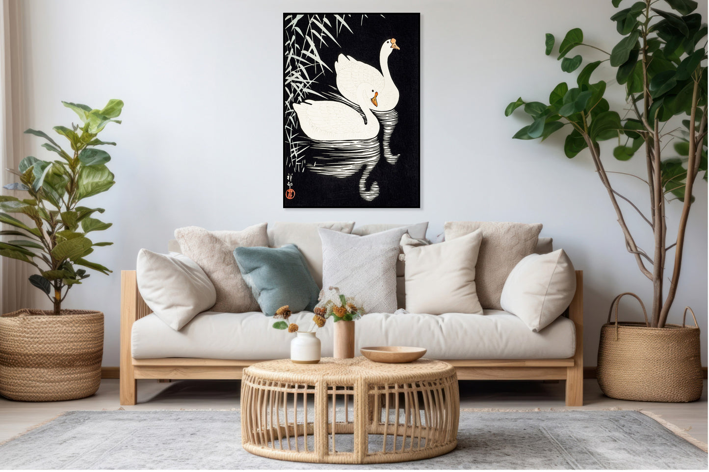 Plakat  White Chinese Geese, Koson Japoński Vintage do Salonu